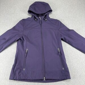 Free Country Jacket Womens S Faux Fur Lined‎ Full Zip Purple Hooded Coat Outdoor